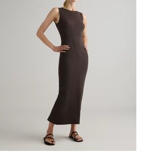 Quince Cotton Cashmere Ribbed Sleeveless Midi Dress